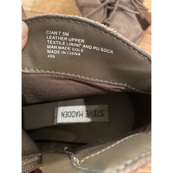 Steve Madden Cian Suede Leather Fringe Trim Tan Brown Boots Booties Size 7.5 - Picture 6 of 6